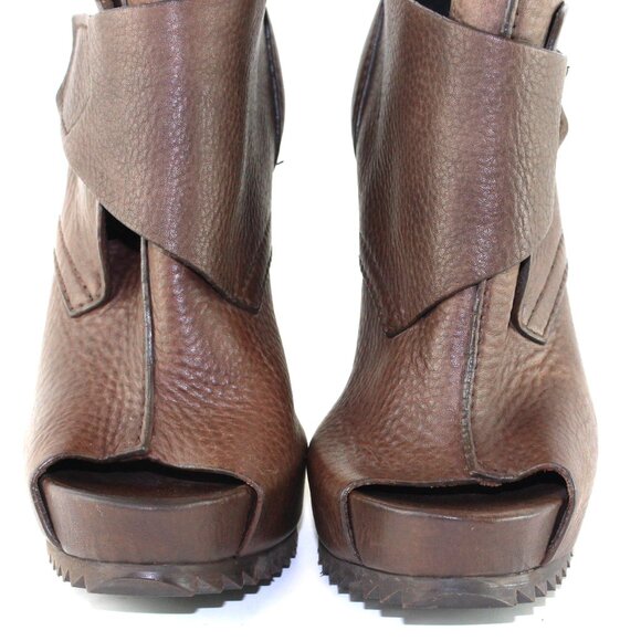 Pedro Garcia Chenoa Dune Cervo Leather Peep Toe Heels Womens (US 6.5/US 37) - Picture 2 of 10